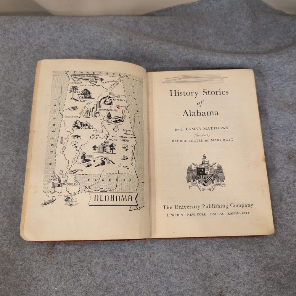 History Stories of Alabama L. Lamar Matthews 1952 Hardcover Illustrated Book - Picture 4 of 7